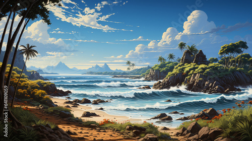 Background view of the beach and sea