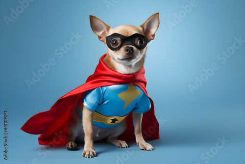 chihuahua dog wearing a superhero costume, studio shot © sam