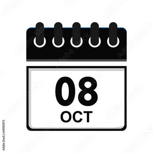 calender icon, 08 october icon with white background photo