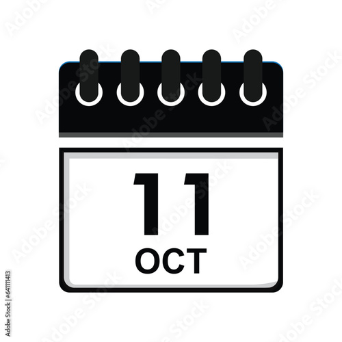calender icon, 11 october icon with white background