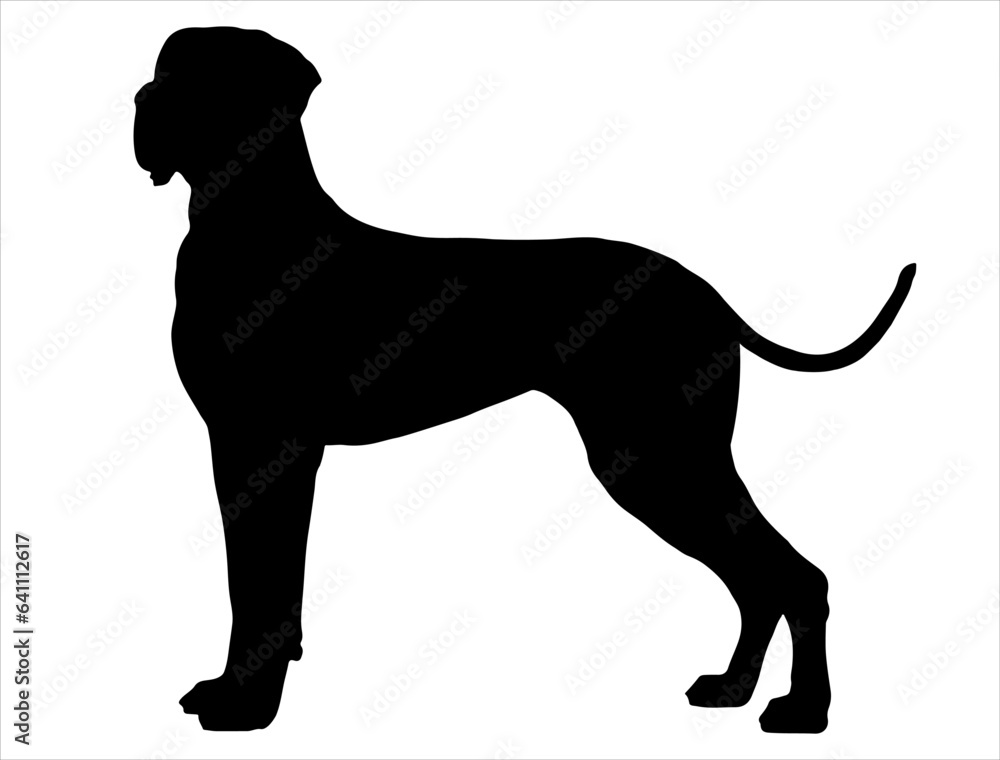 Great Dane dog silhouette vector art