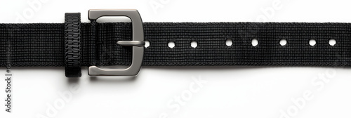 Black nylon strap isolated on white background
 photo