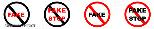fake icon sets. fake alert. fake news and information stop.