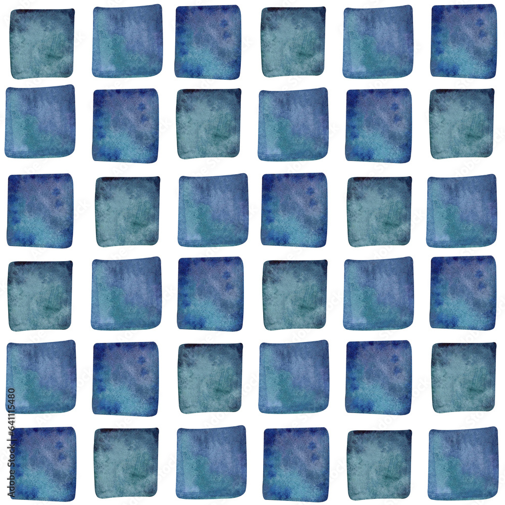 Fototapeta premium Watercolor seamless hand drawn geometric mosaic pattern with colorful rhombuses