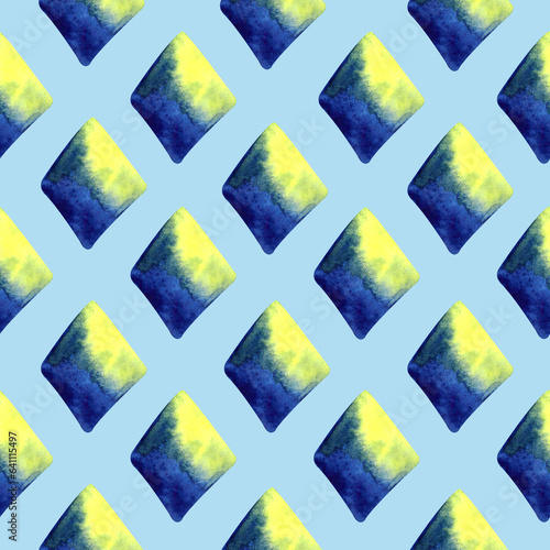 Watercolor seamless hand drawn geometrical pattern with colorful rhombuses