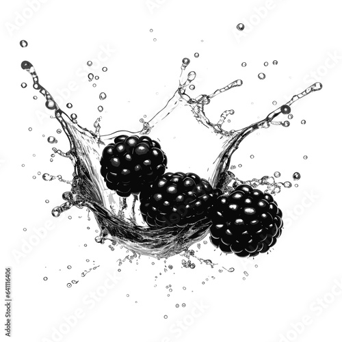 Blackberry water splash vector art illustration 