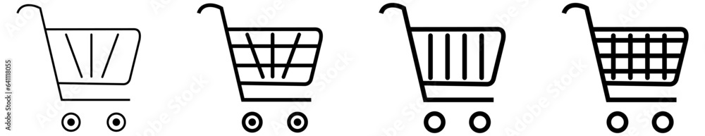shopping cart icon sets. dynamic vector file. market shopping cart .Set of shopping cart icons.  icons in various shapes. 