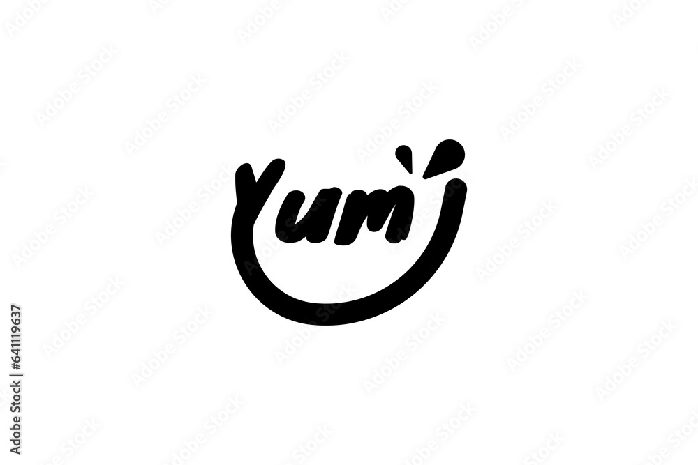 Fototapeta premium Yum Yum text. Printable graphic tee. Design doodle for print. 