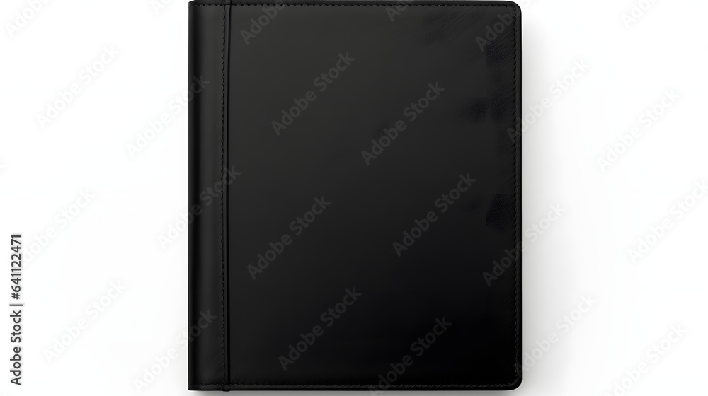 Closed blank black luxury planner book isolated on white background
