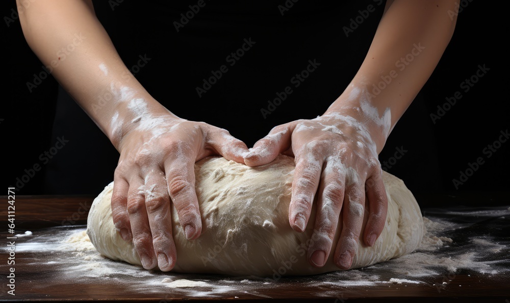 baking dough hands kneading dough . Generative AI