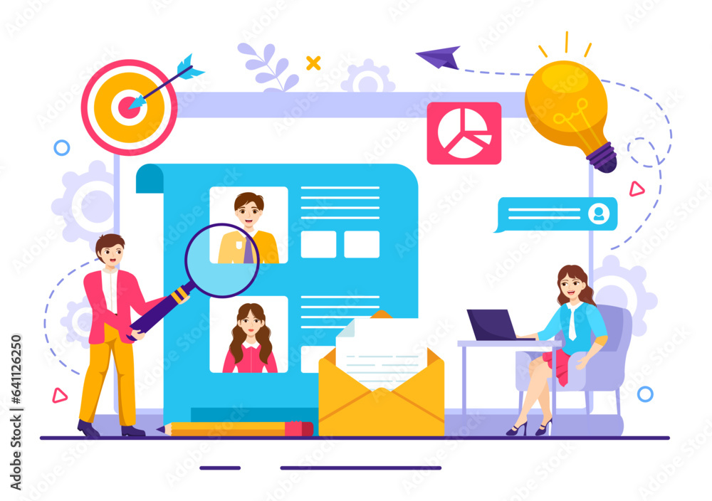 HRM Human Resource Management Vector Illustration with System Managing Company Employee for Marketing Materials and Business Background Design HRM Human Resource Management Vector Illustration with System Managing Company Employee for Marketing Materials and Business Background Design