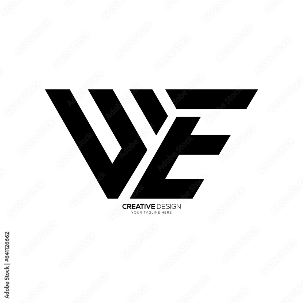 Letter We modern flat unique shape abstract monogram typography logo. EW logo