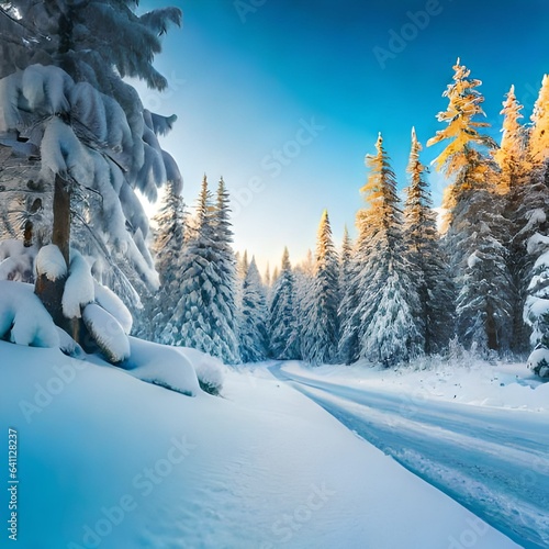 Winter Christmas natural background.AI generated © Ammad