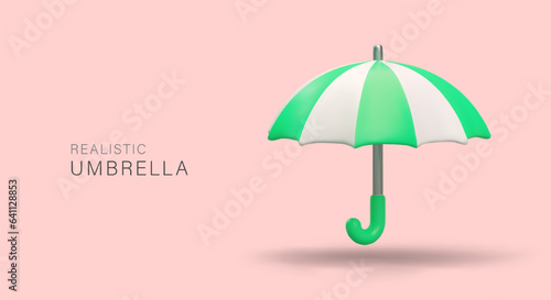 Realistic umbrella. Symbol of protection, security. Safe sex, Condom Day. Contraception, reliable barrier against venereal diseases. Template for sex shop with text and color illustration