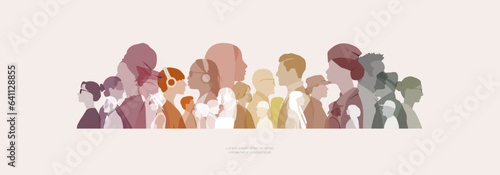 Different people stand together.