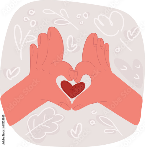 Vector illustration of heart health care symbol in hands