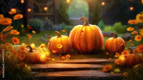 halloween pumpkin on the grass