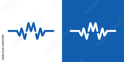 music wave with letter M. music logo template