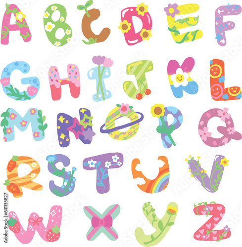 colorful letters set  alphabet vector set for school