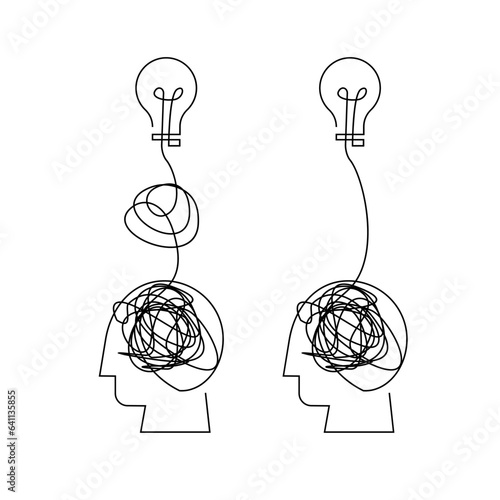 Mind Brain line illustration template