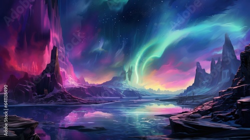 Neon-hued auroras painting stories of forgotten civilizations in the sky | generative AI