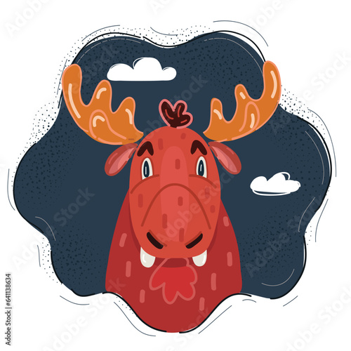 Vector illustration of Moose face on dark