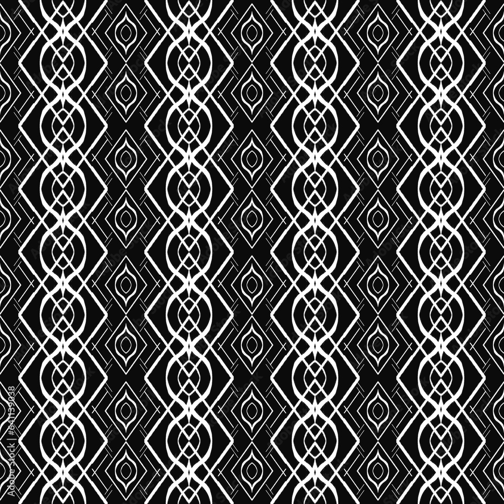 Draw white lines, make up a square and patterned with a black background, design, fabric pattern, pattern for use as background, art. Draw white lines, make up a square and patterned with a black background, design, fabric pattern, pattern for use as background, art.