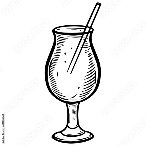 Milk cocktail or drink black color sign vector art illustration