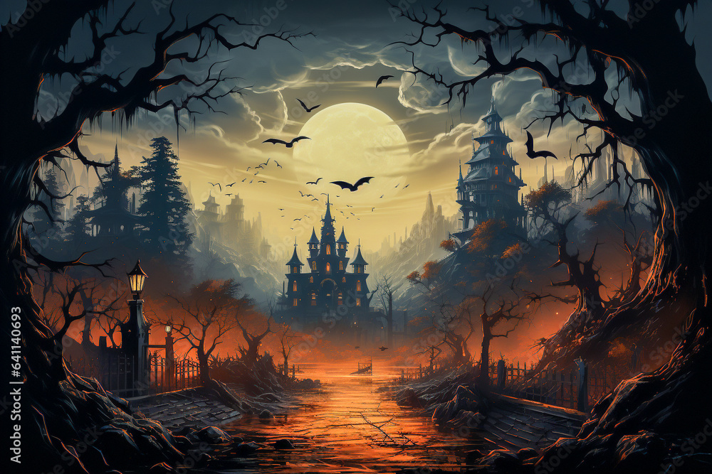 Background with Halloween bats Generative AI Background with Halloween bats Generative AI