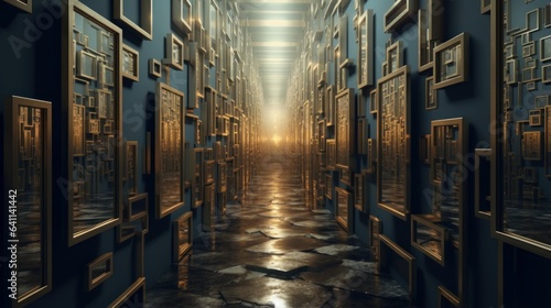 A labyrinth of doors within a mirror, each revealing a different reality | generative AI
