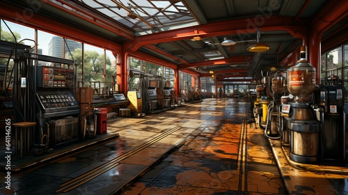 A modern filling station for refueling cars with gasoline, diesel or gas. AI generated