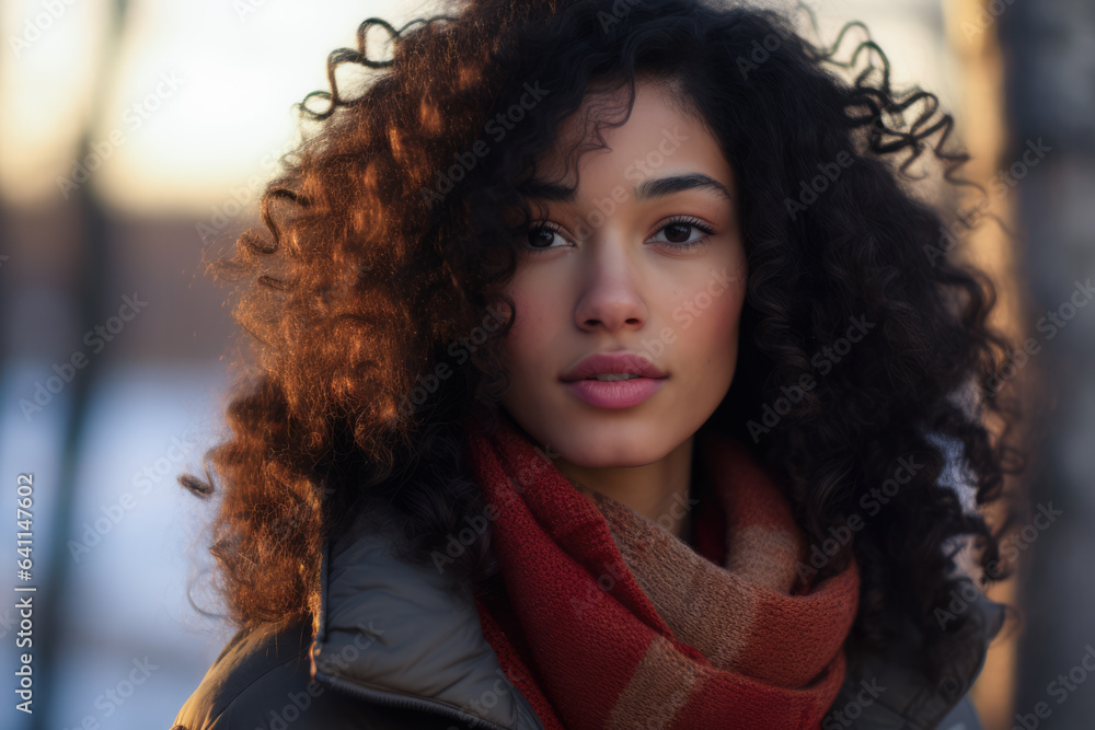 Portrait of a beautiful young woman with curly hair Portrait of a beautiful young woman with curly hair
