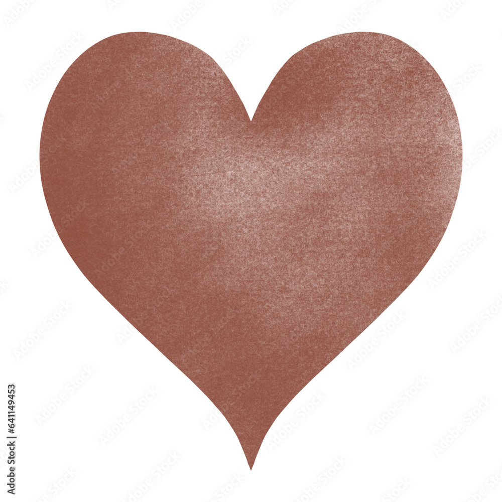 Modern watercolor brown heart artwork.Expressive love graphic for valentines day.