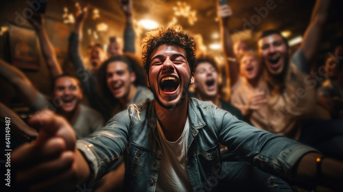 Foto Group of young people having fun at a nightclub - Clubbing concept