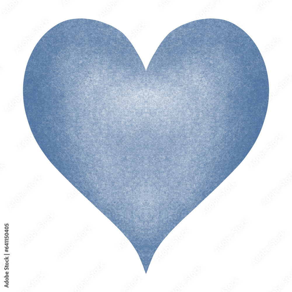 Cute watercolor blue heart illustration.Pastel blue heart decoration.Romantic valentines day clipart.