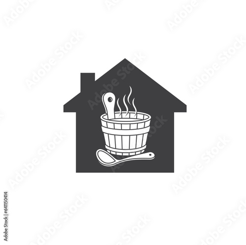 illustration of sauna, hot room for body relaxation.