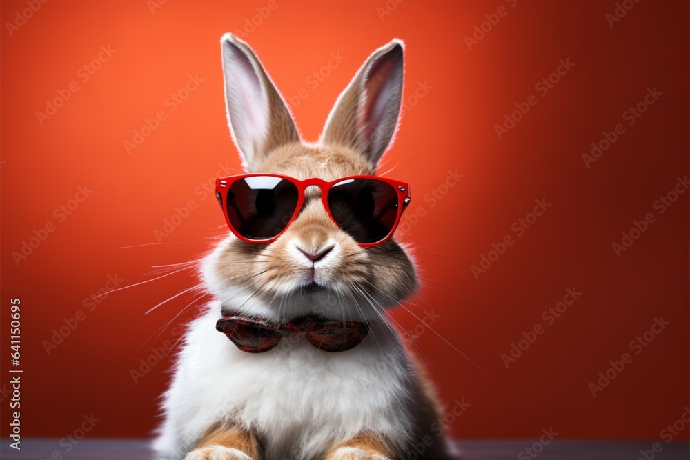 Bunny dons stylish glasses against an isolated backdrop