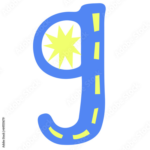 Cute letter g flat illustration