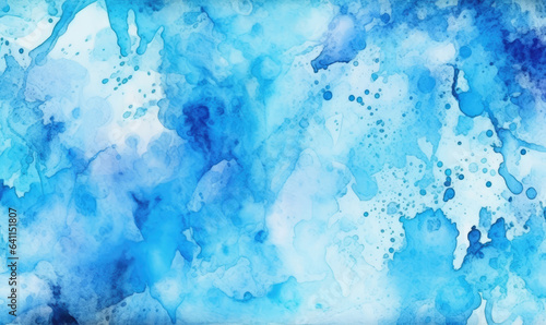 Watercolor blue wallpaper. Texture of drops paint. For banner, postcard, book illustration. Created with generative AI tools
