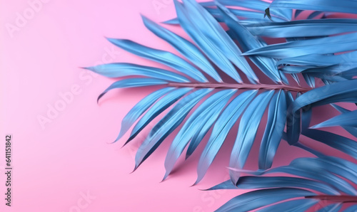 Background with tropical leaves palm. For banner, postcard, book illustration. Created with generative AI tools