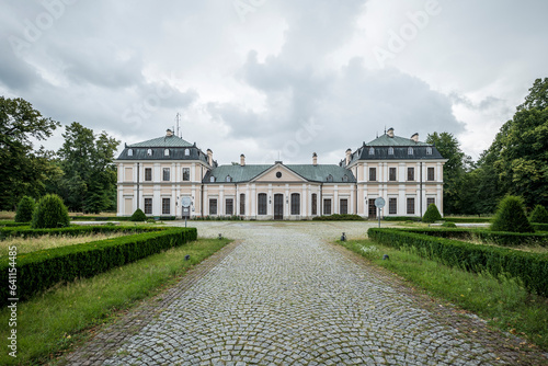 Palace in Sieniawa. A beautiful park full of greenery. Poland photo