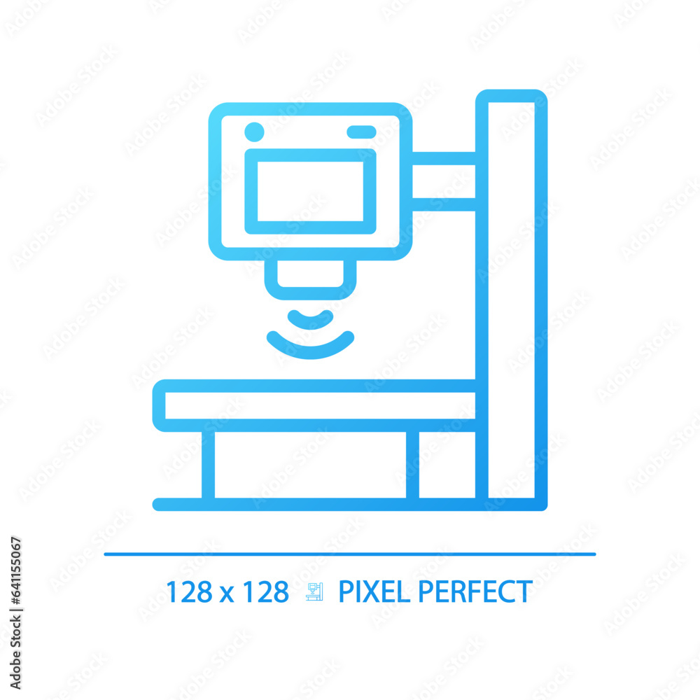 X ray machine pixel perfect gradient linear vector icon. Physical examination. Diagnostic imaging. Radiology scan. Thin line color symbol. Modern style pictogram. Vector isolated outline drawing X ray machine pixel perfect gradient linear vector icon. Physical examination. Diagnostic imaging. Radiology scan. Thin line color symbol. Modern style pictogram. Vector isolated outline drawing