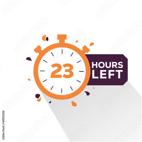Hours left countdown bages Illustration for promotion, promo offer. Flat badge with number of count down hours. 