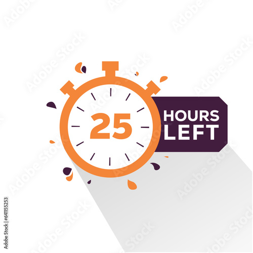 Hours left countdown bages Illustration for promotion, promo offer. Flat badge with number of count down hours. 