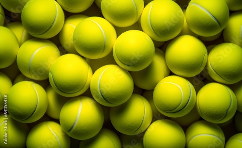 Lot of bright green tennis balls as a background. © Curioso.Photography