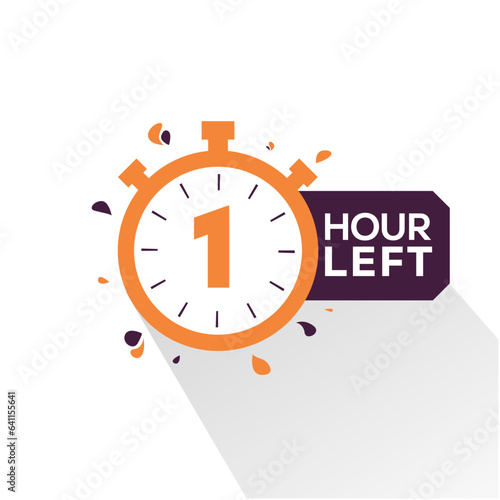 Hours left countdown bages Illustration for promotion, promo offer. Flat badge with number of count down hours. 