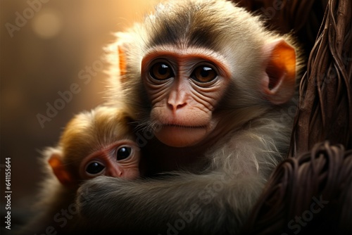 Maternal love shines as a monkey mother cradles her precious offspring © Muhammad Ishaq