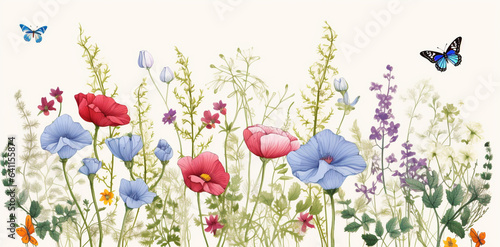 Wildflowers in grass colorful illustration  legal AI