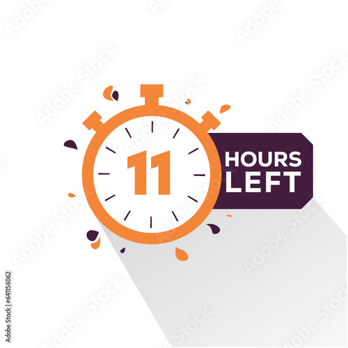 Hours left countdown bages Illustration for promotion, promo offer. Flat badge with number of count down hours. 