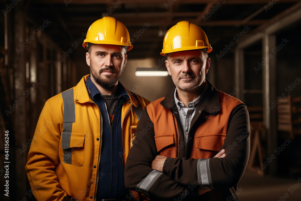 handsome construction workers, professional photo, copy space, at officehandsome handsome construction workers, professional photo, copy space, at officehandsome
